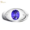 Rings Wong Rain Vintage 925 Sterling Silver Oval 3CT Created Moissanite Tanzanite Gemstone Party Ring For Women Fine Jewelry Gifts