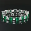 Bangle Oevas 100% 925 Sterling Square Synthetic Emerald High Carbon Diamond Bridal Armband Sparkling Wedding Party Fine Jewets Gifts