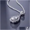 Hänghalsband 2021 est ankomst Sier Rose Gold Plated Necklace Teardrop Cut Cubic Zirconia smycken för kvinnor Crystal CZ Fashion W DHH6L
