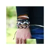 Beaded 12Pcs/Set Retro Leather Bracelets For Women And Men Handmade Diy Woven Set Charm Mtilayer Couple Jewelry Drop Delivery Dhcmr