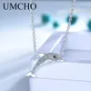 Necklaces UMCHO Romantic Dolphin 925 Sterling Silver Necklaces Gifts for Women Cute Chains Real Silver 925 Fine Jewelry Hight Quality