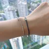 Bangles Pansysen 100% 925 STRING Gümüş Obsidian Safir Simüle Moissanit Elmas Zinciri Tenis Bilezikleri Kadınlar için Güzel Takı