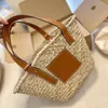 Top Quality Designer Basket Straw Anagram Shoulder Fold Tote Handbag Woman Raffias Men Weekend Duffel Bag Summer Weave Travel Cross Body Clutch Beach Bags