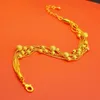 Link Bracelets Women Bracelet Beads Wrist Chain Solid 18k Yellow Gold Filled Classic Lady Girlfriend Pretty Gift