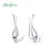 Knot SANTUZZA Silver Earrings For Women Pure 925 Sterling Silver Sparkling White CZ Colorful Stones Earrings Elegant Fine Jewelry