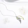 Necklaces 925 Sterling Silver Wing of Angel Necklace Hollow 18k Gold Color Feather Pendant Chain for Women 2020 Fine Jewelry Wedding Gift