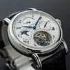 Relojes de pulsera multifunción para hombre, Tourbillon, reloj mecánico, calendario, esfera de fase lunar, movimiento ST8007, relojes de pulsera para hombre, 50m