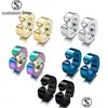 Clip-On Screw Back Design Bleu Noir Hommes Oreille Clip En Acier Inoxydable Non Piercing Punk Boucle D'oreille Femmes 5 Couleurs Cercle Manchette Boucles D'oreilles Fa Dhct8