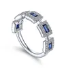 Anneaux de mariage étincelant blanc/bleu CZ bague pour les femmes en forme géométrique mode luxe femme exquis bande bijoux