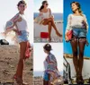 Womens Blouses Shirts Women Summer Holiday Boho Floral Print Thin See Through Tassel Half Sleeve Cardigan Beachwear Cape Woman Tops 230519