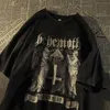 Camisetas para hombre Retrato cruzado camiseta de manga corta hombres sueltos estilo oscuro elegante top streetwear camiseta de gran tamaño ropa vintage 230519