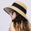 Breda randen hattar Comhats Summer Bucket Straw Hat For Women Sun UV Protection Foldbar Packable Travel Strand Ladieswide Davi22