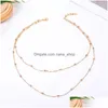 Pendant Necklaces New Mtilayer Choker Necklace For Women Layers Smiple Gold Sie Small Beads Charm Pendants Chain Fashion Jewelry Gif Dhk6D