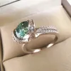 Parringar Luomansi 1 Green Ring Women VVS 6 5mm Pass Diamond Test 100 S925 Silver Jewelry Party Gift 230519