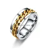 Bandringen 8 mm roestvrijstalen sieraden spin rotate kettingring verlichte druk goud heren mode heuphop druppel levering dh0zy