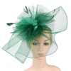 Breda randhattar hink hattar vintage brudblomma fjäderhattar eleganta bröllopstillbehör brud net hattar vita fascinator hattar kvinnors formella tillfälle 230519