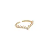 Cluster Rings V-Shape Pearl Ring For Women Fashion Zircon Design Elegant Opening Female Delicate Simplicity Adjustable Index Finger
