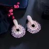 Nodo ThreeGraces Bohemian Lucido Viola Rosa Cubic Zirconia Ciondola Gli Orecchini Huggies per Le Donne Gioielli di Moda da Sposa ER718