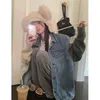 Kvinnors jackor y2k streetwear denim kvinnor harajuku koreansk överdimensionerad lapptäcke stickad kappa hip hop vintage casual outfits