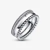 925 Sterling Silver Signature Logo Pave Beads Ring voor Pandora Wedding Party Sieraden Designer Rings For Women Vriendin Gift Luxury Ring met originele boxset