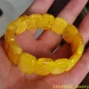 Armbanden natuurlijke Baltische Amber elastische brede armband gele bijenwas edelsteen Bangle mannen vrouwen genezing sieraden echte Ambers amulet armbanden