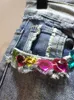 Jeans femininos DEAT Mulheres Flared Borla Diamante Borda Burr Cintura Alta Slim Fit Elastic Denim Calças Longas 223 Moda Verão 29L21 23519 230519