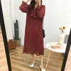 Casual Dresses Elegant Spring Autumn Polka Dot Chiffon Dress Women's Clothing 2023 Korean Thin Pleated D668