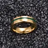 Anneaux Bonlavie 6 mm Color en or POLIE POLIDE INRRADE MALACHITE TUNGSTEN SEAL RING MEN'S MODE MODIELLEME BEILLEME BEILLEUR CADEAU Gift 612