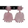 Brincos de pântano Yygem 23mm Genuine Rose Quartz Gold Bated Czz Crystal único