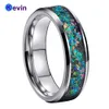 Bands 6mm 8mm Men Women Tungsten Carbide Ring Nice Wedding Band With Galaxy Series Opal Inlay Shiny Bevel Edges Comfort Fit