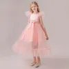 Girl Dresses Children's Princess Dress School Performance Mesh Wedding Flower Piano Show lang voor 4-14 jaar