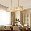 Lampade a sospensione Modern Dining Room Straight Copper Led E14 Lights Lustre K9 Crystal Luminarias Lamparas Lampada a sospensione