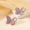 Boucles d'oreilles 2023 fait à la main mode violet dentelle papillon pour les femmes exagéré romantique clair insecte oreille fête bijoux