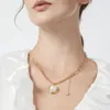 Anhänger Halsketten Viennois Runde Imitation Perle Halskette Gold Lange Kette Schmuck Halsband Für Frauen Zubehör Hochzeit GeschenkAnhänger