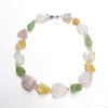 Necklaces Lii Ji Real Fluorite Lemon Quartz Rose Quartz Raw Stone Jades Toggle Clasp Huge Chunky Necklace 5254cm Mothers Day Nice Gift