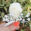 Decorative Flowers & Wreaths 1Piece Wedding Groom Boutonniere Ivory White Snow Yarn Rose Pearl Corsage Flower Prom Party Woman Man Suit Broo