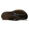 Slippare äkta ko läderskor män sandaler mens flip flops casual classic massage strand antislip sommar 230520