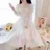 Abiti casual 2023 Summer Elegant Beach Dress Fairy Puff Sleeve Midi Vintage Lady Korean Fashion Evening Party Holiday Chic Design