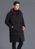 Piumino da uomo Plus Size Parka Hombre 2023 Giacche invernali Cappotto da uomo con cappuccio spesso Cappotto da uomo in anatra bianca Cappotti neri WXF170