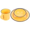 Обеденный посуда наборы посуда чашка набор матовых керамических кофейных кружков тарелка миска меламин 1 человек суп -тарелки миски эмалионосные прибор для кемпинга