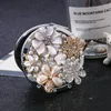 Compact Mirrors Mini Pocket Cosmetic makeup mirror Party Favors Christmas Gift Pearl Crystal Flower Foldable Magnifying Mirror Makeup 230520