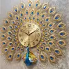 Wanduhren Metall Große Größe Wohnzimmer Luxus Orientalische Kunst Pfau Uhr Ästhetische Reloj De Pared Wohnkultur GXR35XP