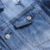 Conjuntos de pantalones de hombre azul claro ajustados Chaqueta de mezclilla y pantalones vaqueros con agujeros rasgados Conjuntos de 2 piezas Primavera Otoño Ropa diaria informal