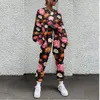 Calças de duas peças femininas Sojinm Women Fashion Set SuactFits Print Floral Sport Casual Woman Autumn Tracksuit 5xl