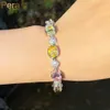 Bangle Pera Fashion Multicolor Oval CZ Crystal Chain Link Silverfärg Tennisarmband för damer Födelsedagsfest smycken gåva B237