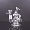 1pcs Hookahs Glass Bong Recycler Dab Rig Smoking Water Pipes Smoke Bongs Tornado Cyclone Recyclers 4.8 Inch 14mm Joint with Male Glass Oil Burner Pipe and Slide Bowl