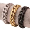 Pulseiras Venda Quente Novo Design Fechamento Chunky Double Curb Chain Pulseira para Homens Cor Dourada Aço Inoxidável Masculino Punk Jóias