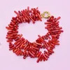 Bracelets Bracelet Corail ! Bracelet classique à 3 brins de corail orange irrégulier naturel 9,5"