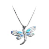 Collane a ciondolo simpatico animale dragonfly blu collana in pietra opale catena di colori d'argento vintage per donne gioielli da sposa