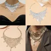 Pendant Necklaces Vintage Scarf Necklace Bling Collar Neckerchief Women Jewelry Lustrous Choker Female Party Sequin